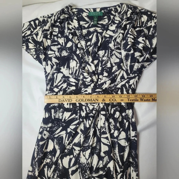 Lauren Ralph Lauren Abstract Faux Wrap Stretchy Knit Career Dress sz 4 - Picture 4 of 7